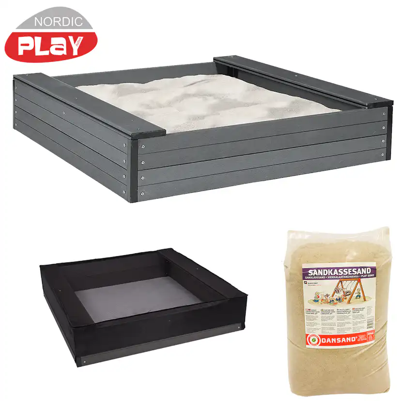 Sandlåda Nordic Play Cm Med Nät & 200 kg Sand