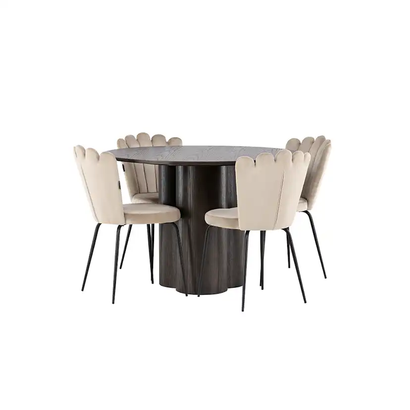 Matgrupp Venture Home Olivia Ø 110 cm med 4 Limhamn Stolar