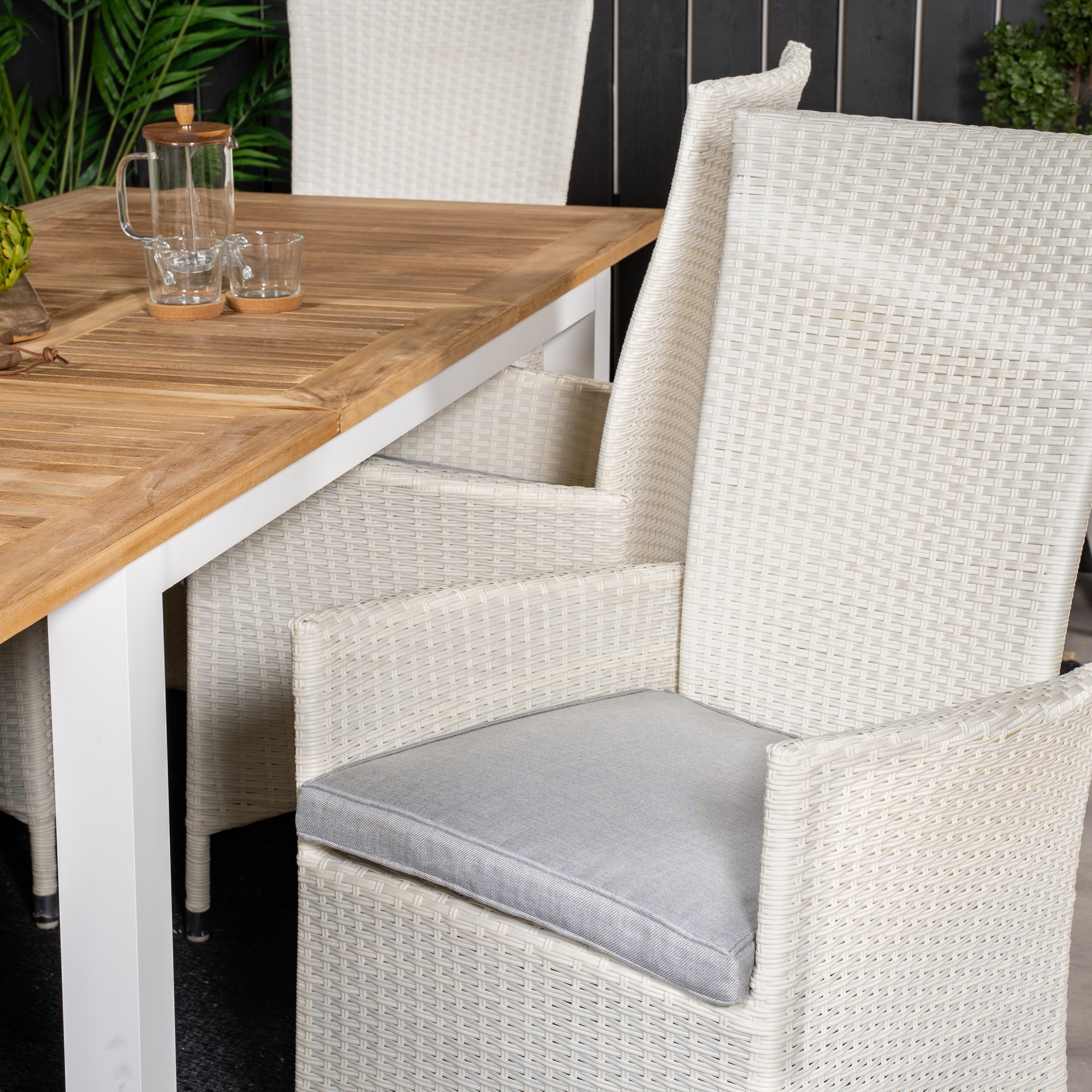 Panama Dining Table 152/210*90 - White Alu / Teak+Padova Arm Blanka Ben