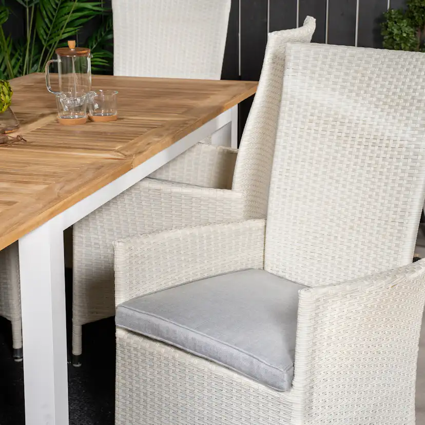 Panama Dining Table 152/210*90 - White Alu / Teak+Padova Arm Blanka Ben