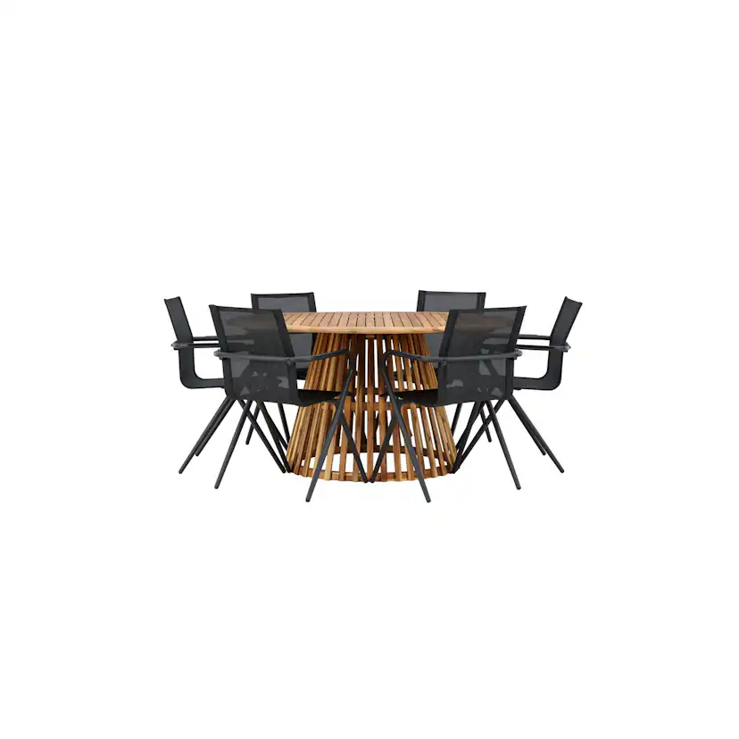 Tucumán Dining Table - Acacia ø120 +Alina Dining Chair - Bla Trädgårdsgrupp Venture Home Tucumán med 6 Alina Stolar