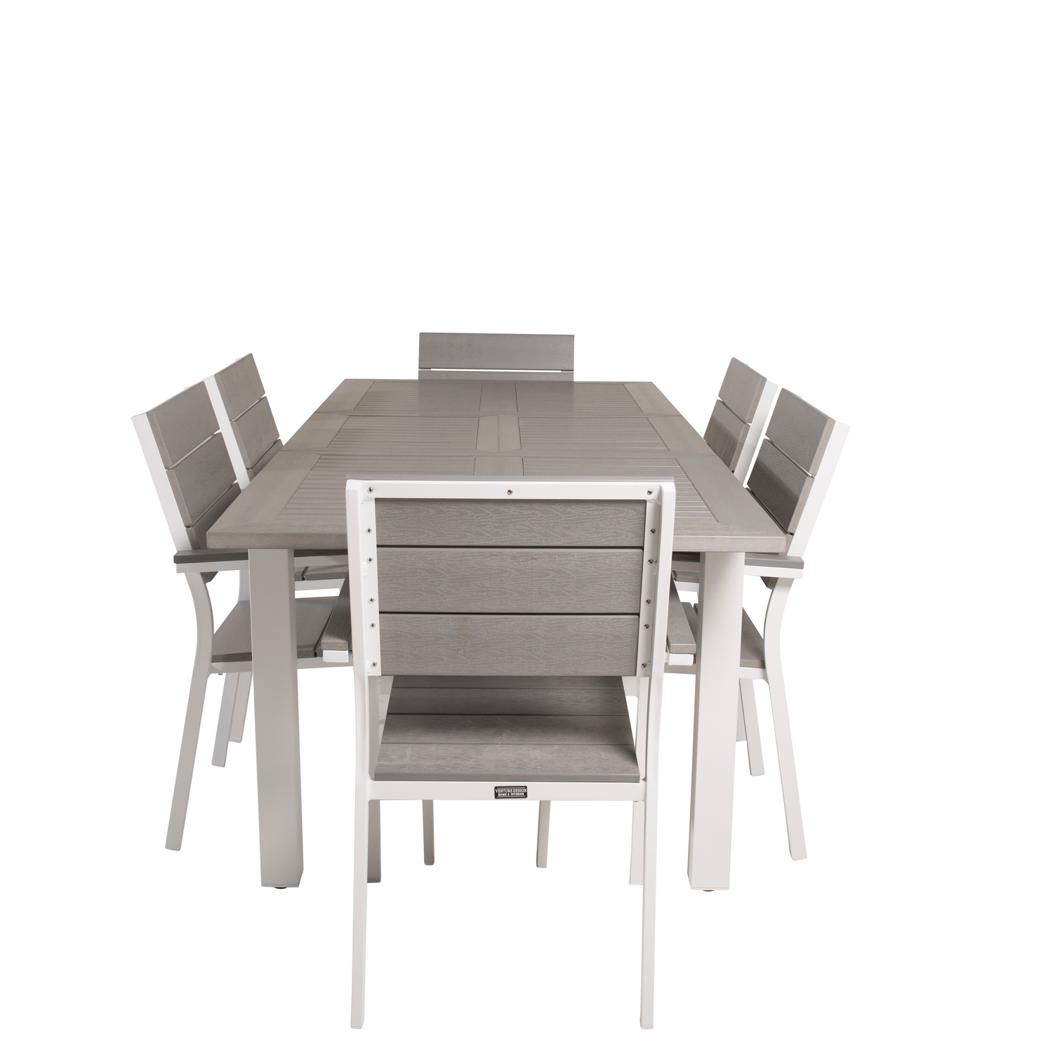 Albany Dining Table 152/210*90 - White Alu / Grey Aintwood+L Vit/Grå
