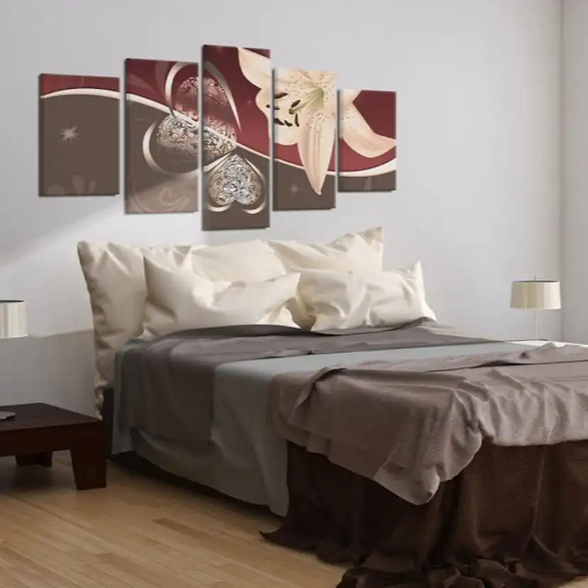 Tavla - Abstraction with lily - 5 pieces 100x50 100x50 cm