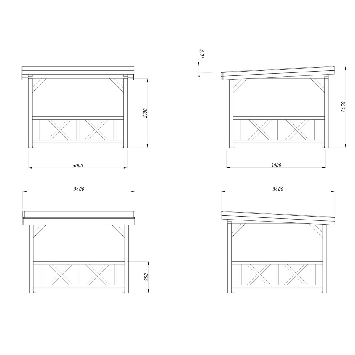 Paviljong Palmako Lenna 8,3 m2 Set 301