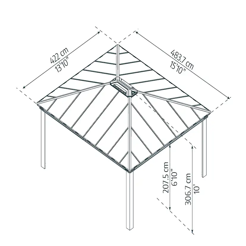 Paviljong Canopia By Palram Dallas 4,2 x 4,8m Antracitgrå