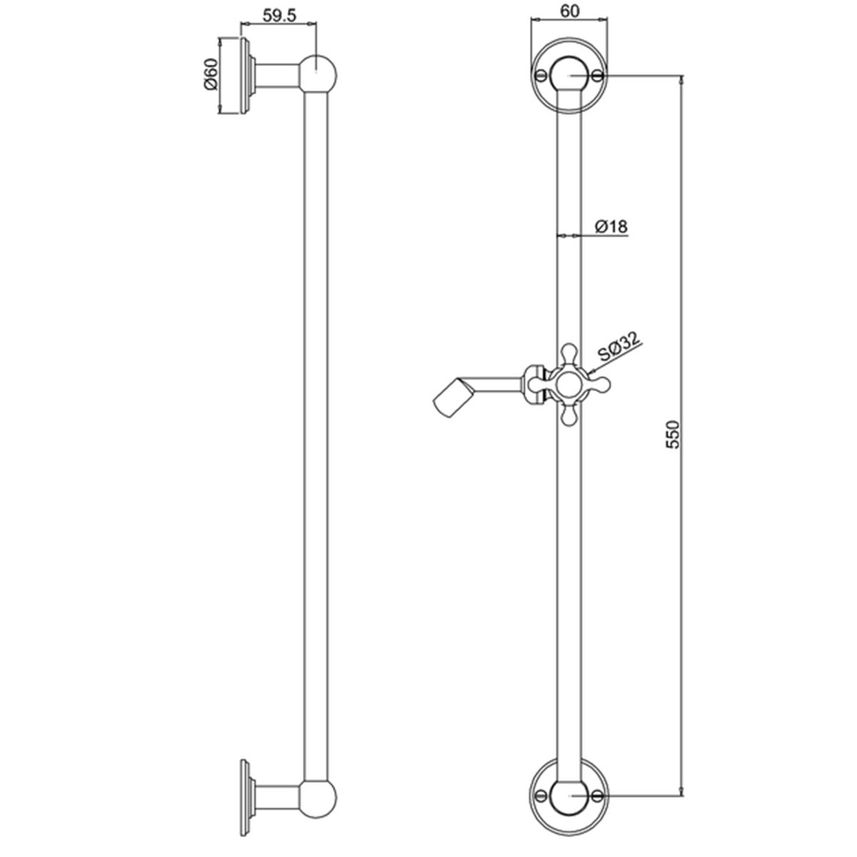 Duschstång till handdusch Burlington V33