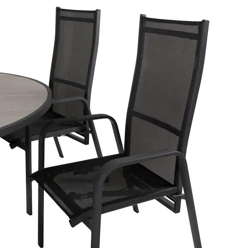 Parma - Table ø 140 - Svart Alu /Grey Aintwood+Copacabana Re Svart/Grå