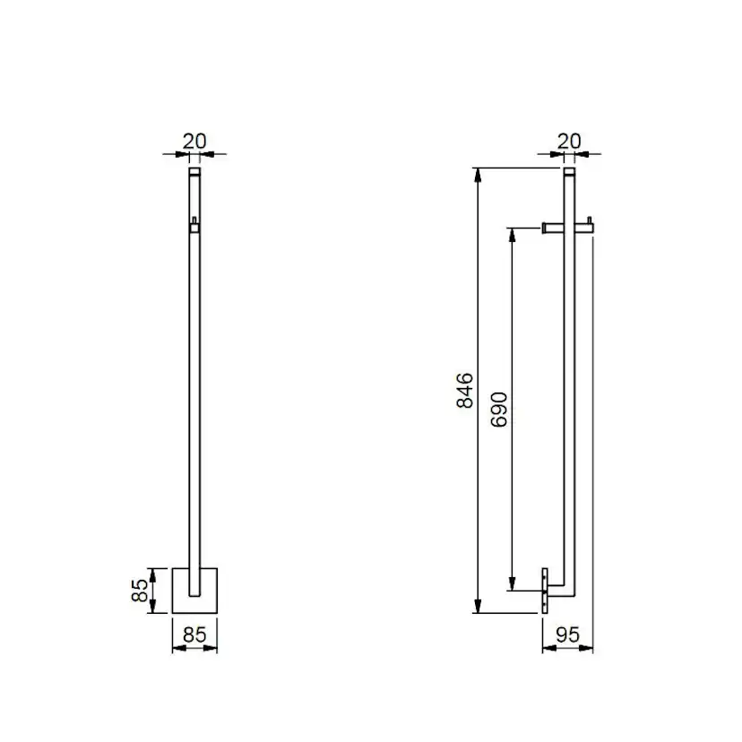 Handdukstork Mark 850, Blank H: 850 mm