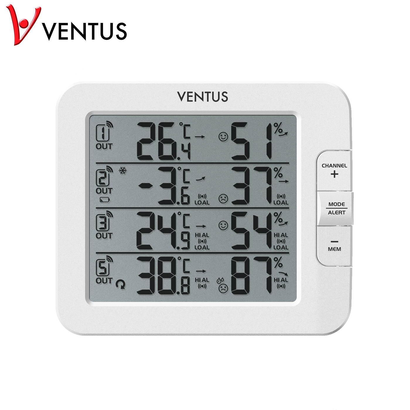 Väderstation Ventus Trådlös W210 Vit Termometer med Multifunktionell Display