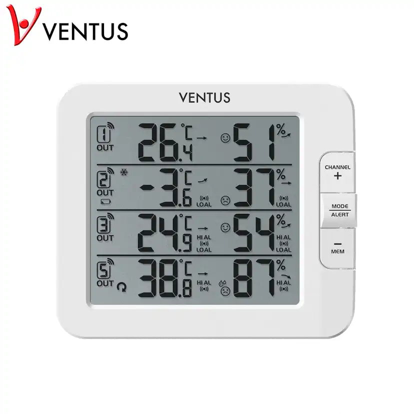 Väderstation Ventus Trådlös W210 Vit Termometer med Multifunktionell Display