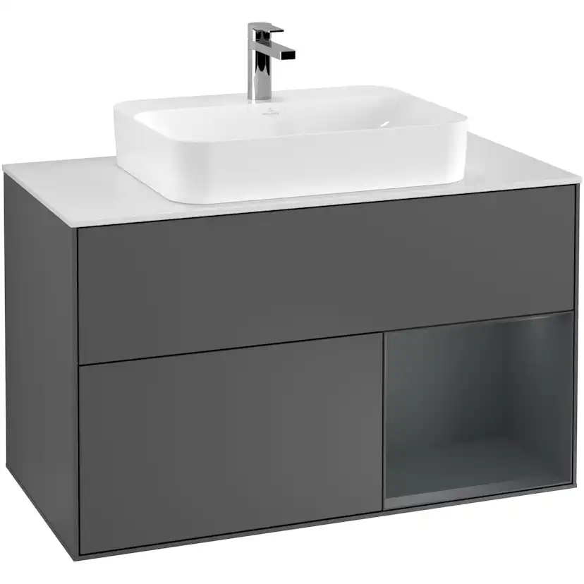Tvättställsskåp Villeroy & Boch Finion med 2 Lådor Hylla och Bänkskiva för Ytmonterat Tvättställ