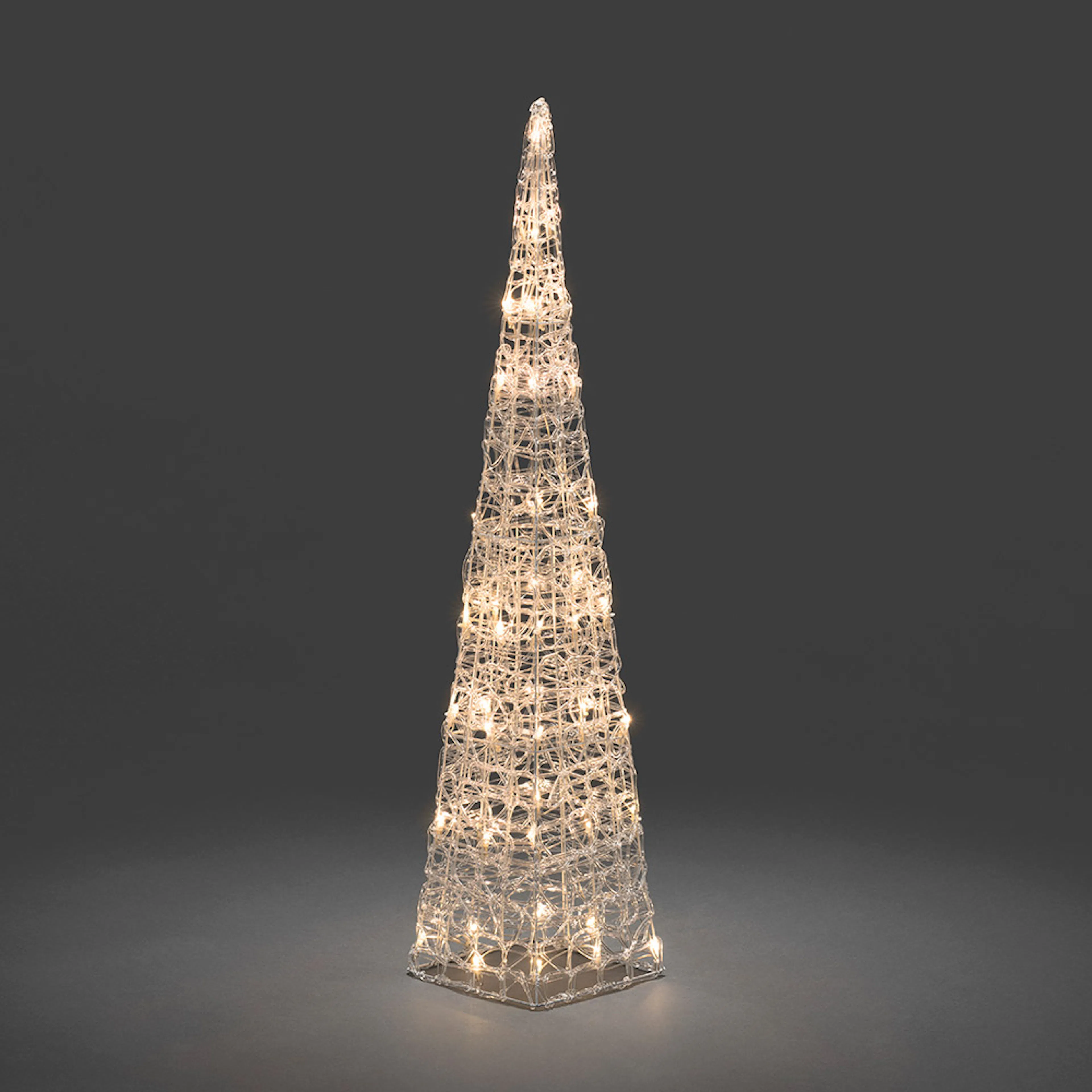 Pyramid akryl 90 cm 48 varmvita LED transp kabel 24V/IP20 H: 900 mm