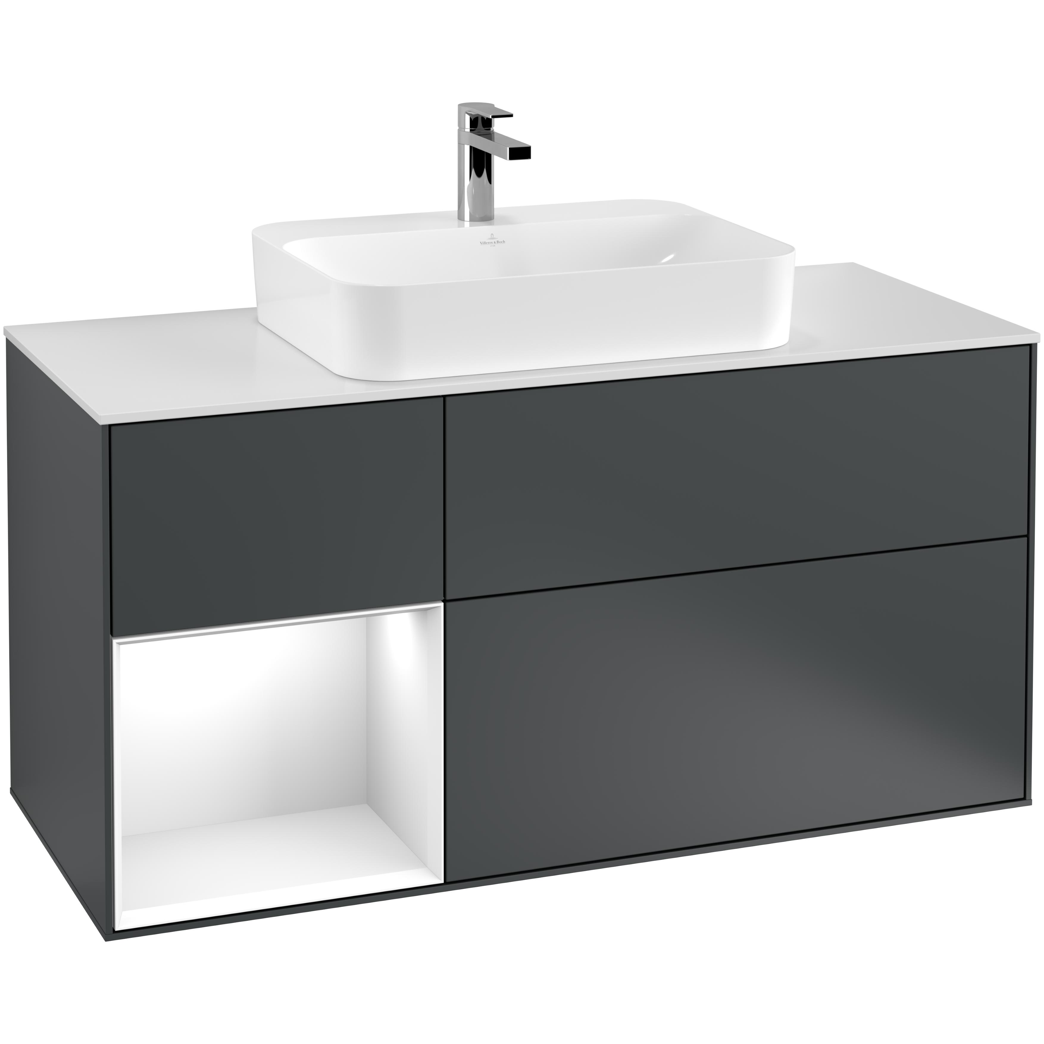 Tvättställsskåp Villeroy & Boch Finion med 3 Lådor Hylla och Bänkskiva för Ytmonterat Tvättställ