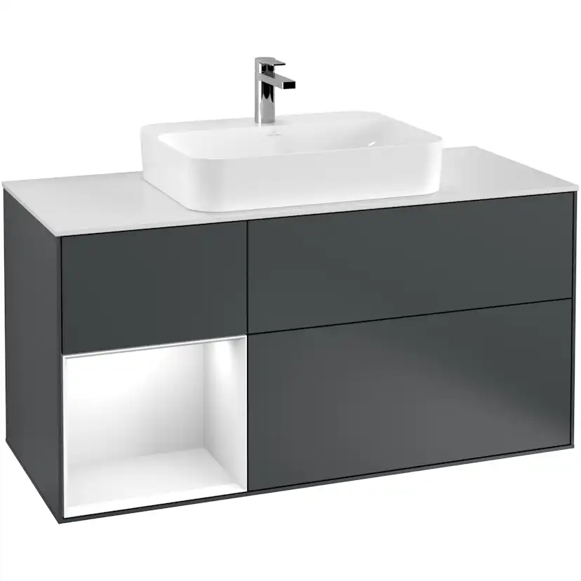 Tvättställsskåp Villeroy & Boch Finion med 3 Lådor Hylla och Bänkskiva för Ytmonterat Tvättställ