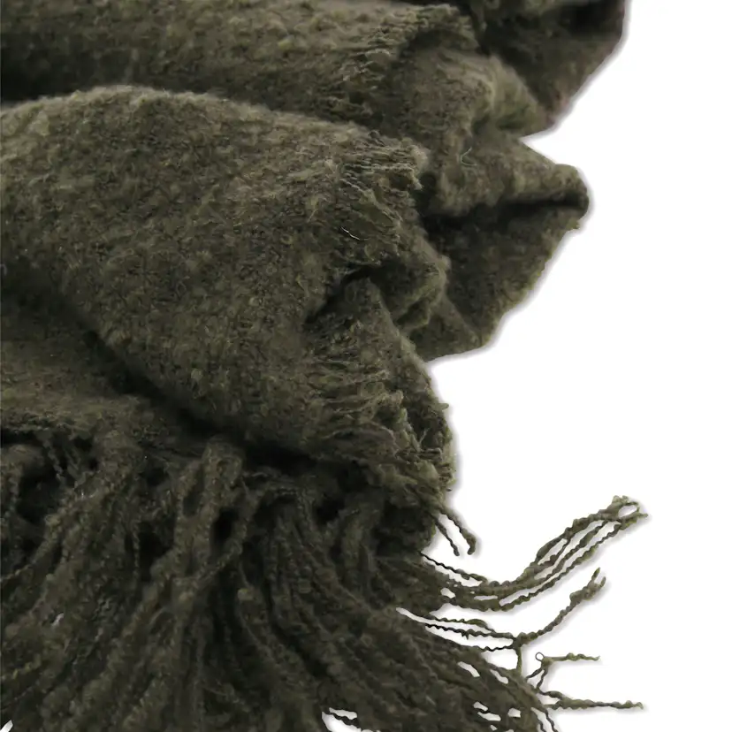 Stanly Throw poly/ribbon/tassels - Grey / - 130*170 Grön