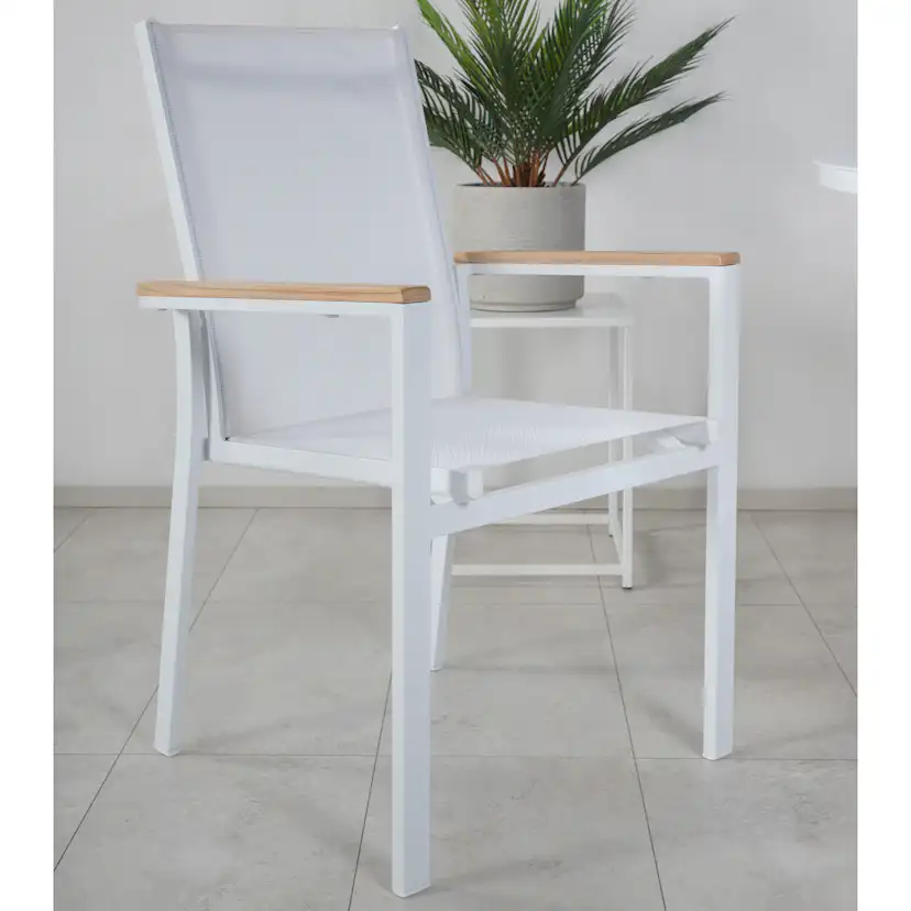 Alma Dining Table - White Alu - ø120cm+Texas Chair - White/T Vit