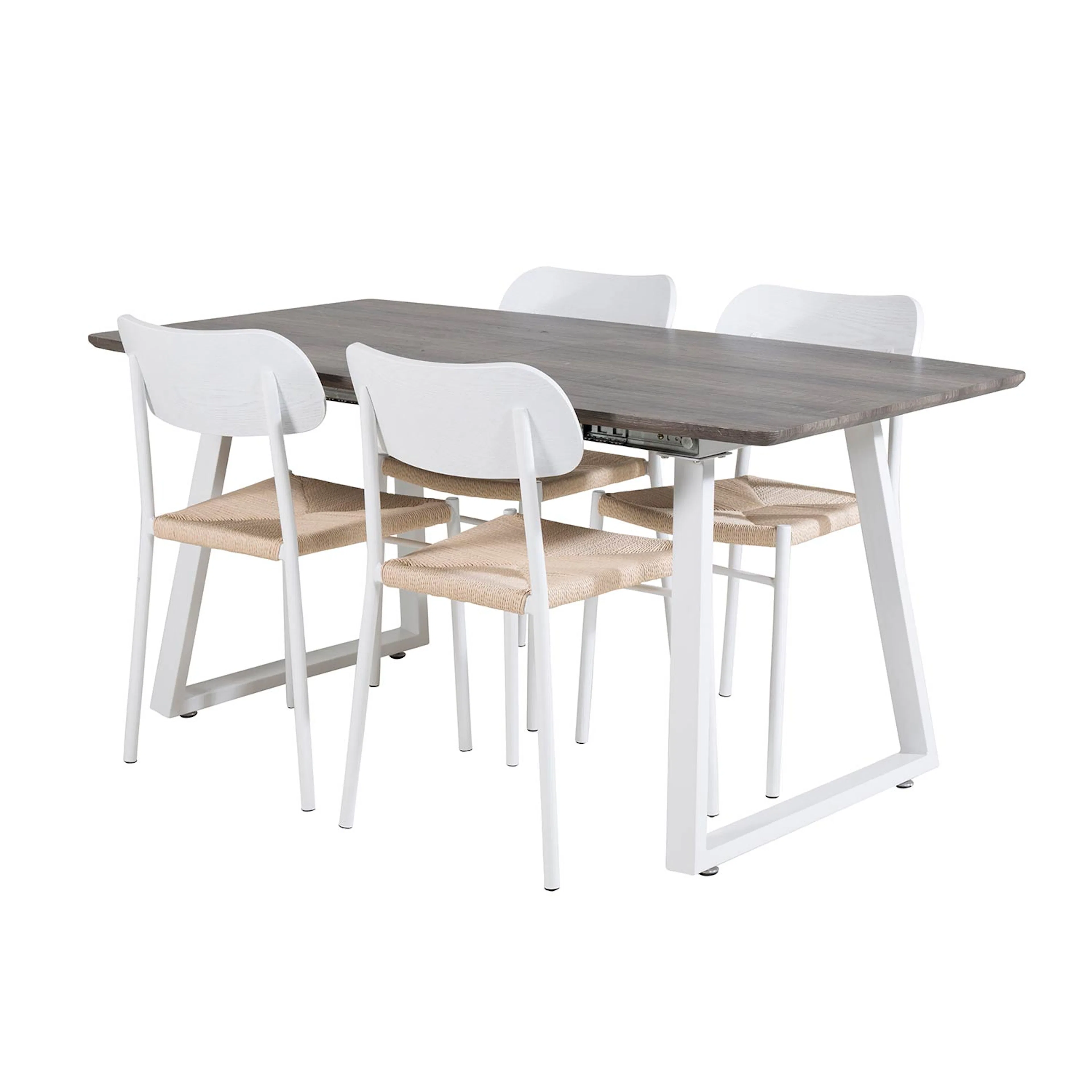 Inca Extentiontable -grå"oak"/Polly Chair - Nature / White_4 Grå/Vit