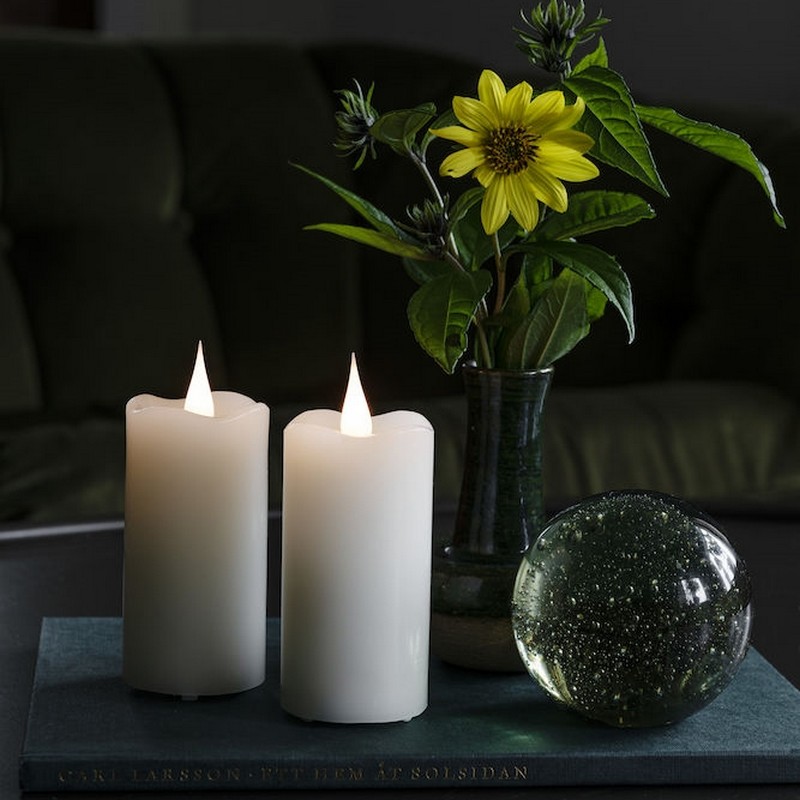 Vaxljus Gnosjö Konstsmide 5x10cm LED Batteriljus Vit 2st