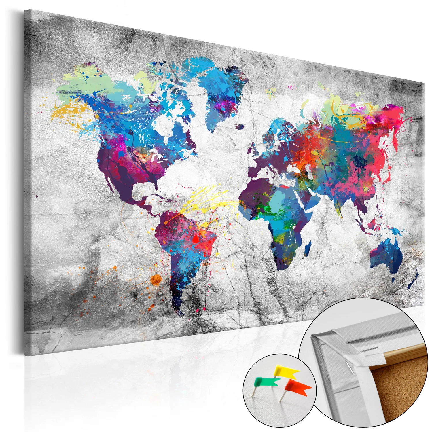 Anslagstavla Arkiio World Map Grey Style