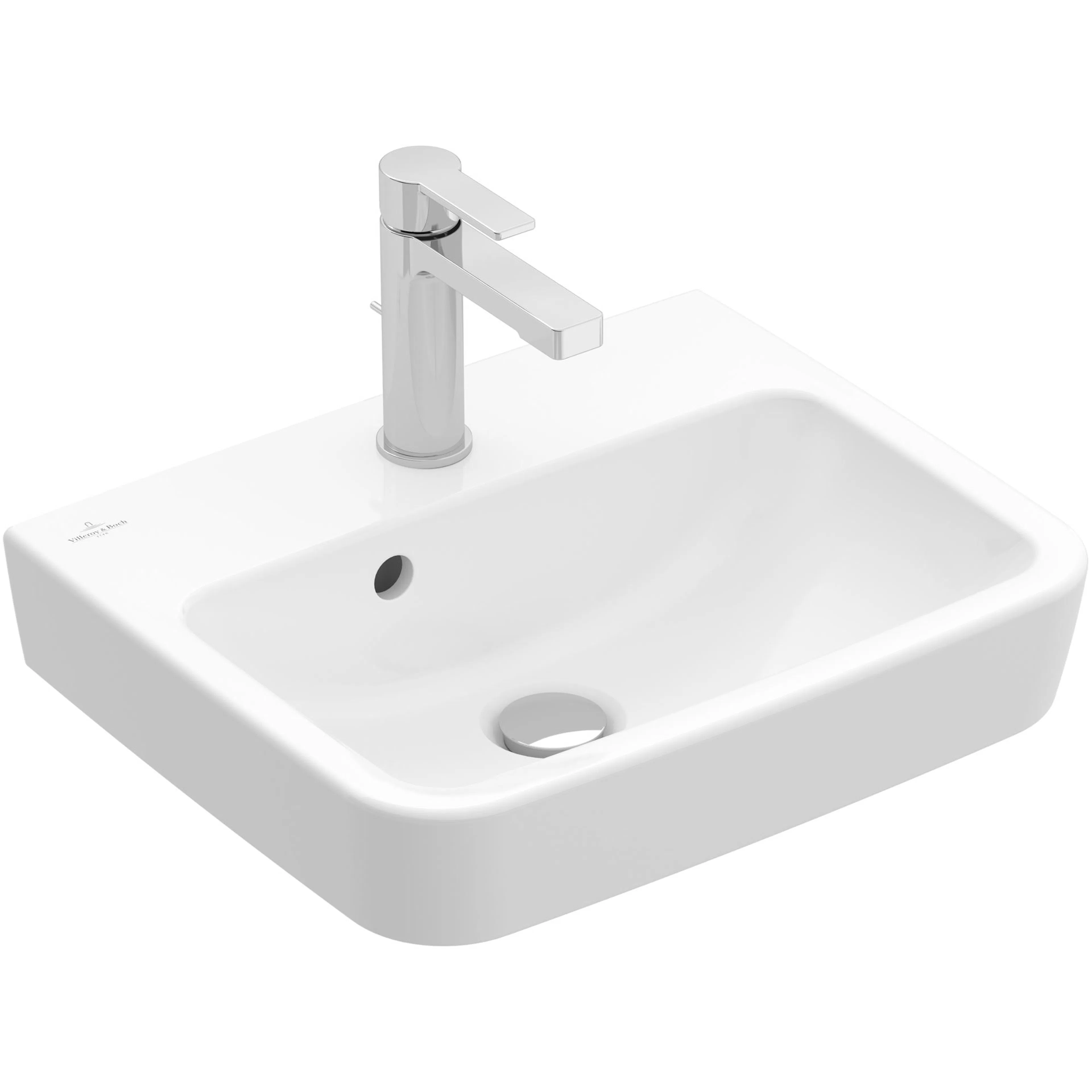 Tvättställ villeroy & Boch O.novo 434450R1 Vit Alpin CeramicPlus, Med Bräddavlopp, 500 mm, Med Blandarhål, för Trehålsblandare