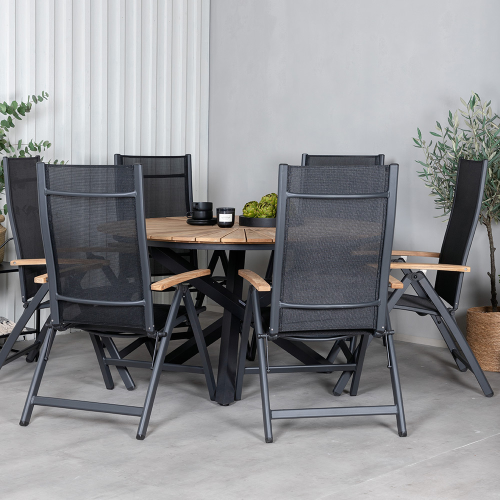 Matgrupp Venture Home Meya med 6 Perla Positionsstolar