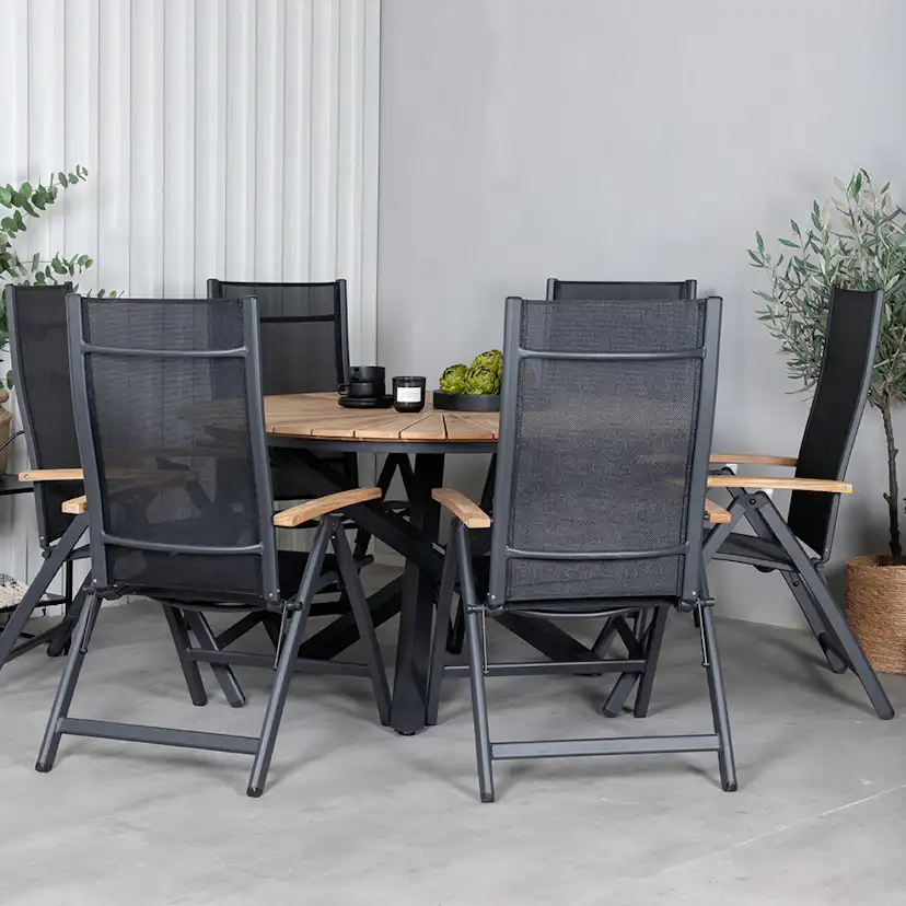Matgrupp Venture Home Meya med 6 Perla Positionsstolar