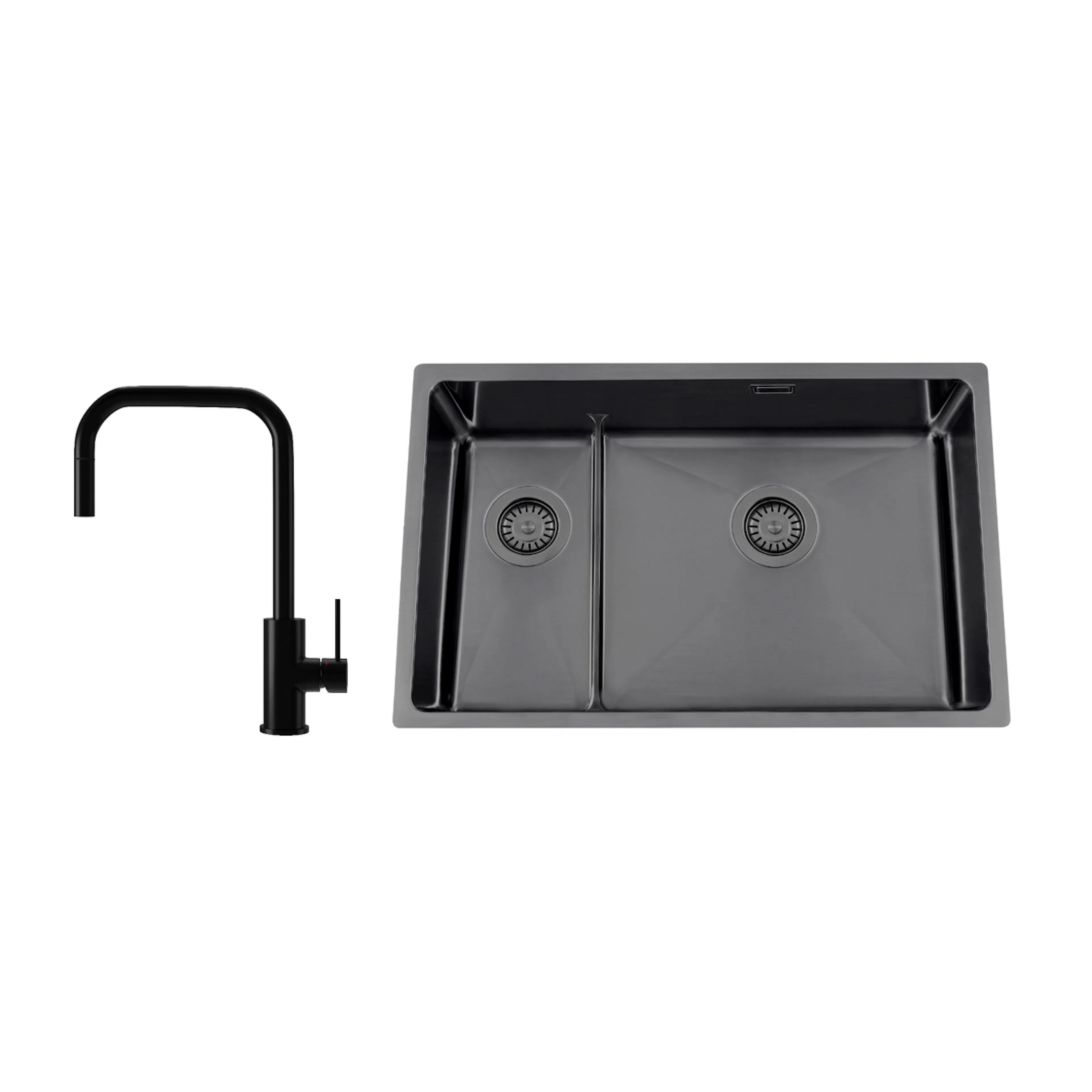 Disklåda Nordic Tech Titan 73 KHX Nickel med Köksblandare Steel Accent Square D