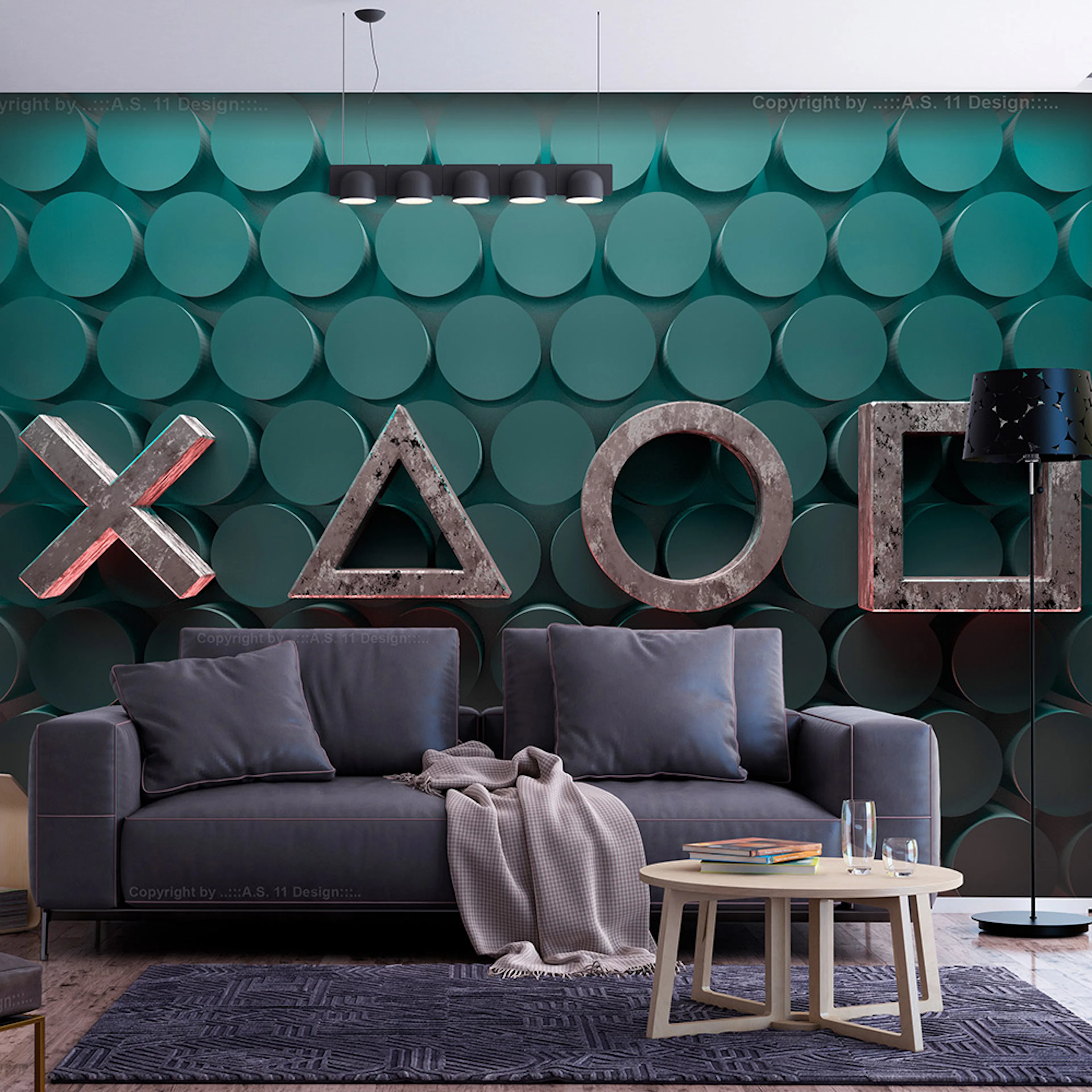 Fototapet Arkiio Symbols in Green Självhäftande