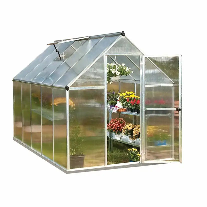 Växthus gop Multi Line Mythos Aluminiumram med UV-Skyddat Polykarbonatglas, 5.7 m²
