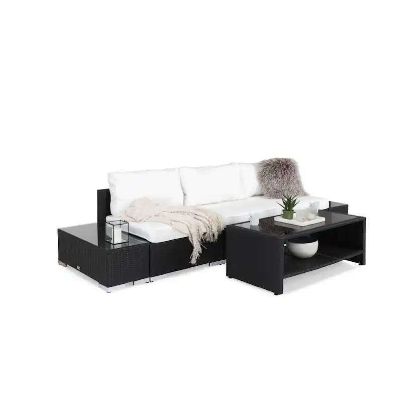 Loungegrupp Comfort Garden Bahamas 3-sits med Avslut och Bord med Hylla Utomhus