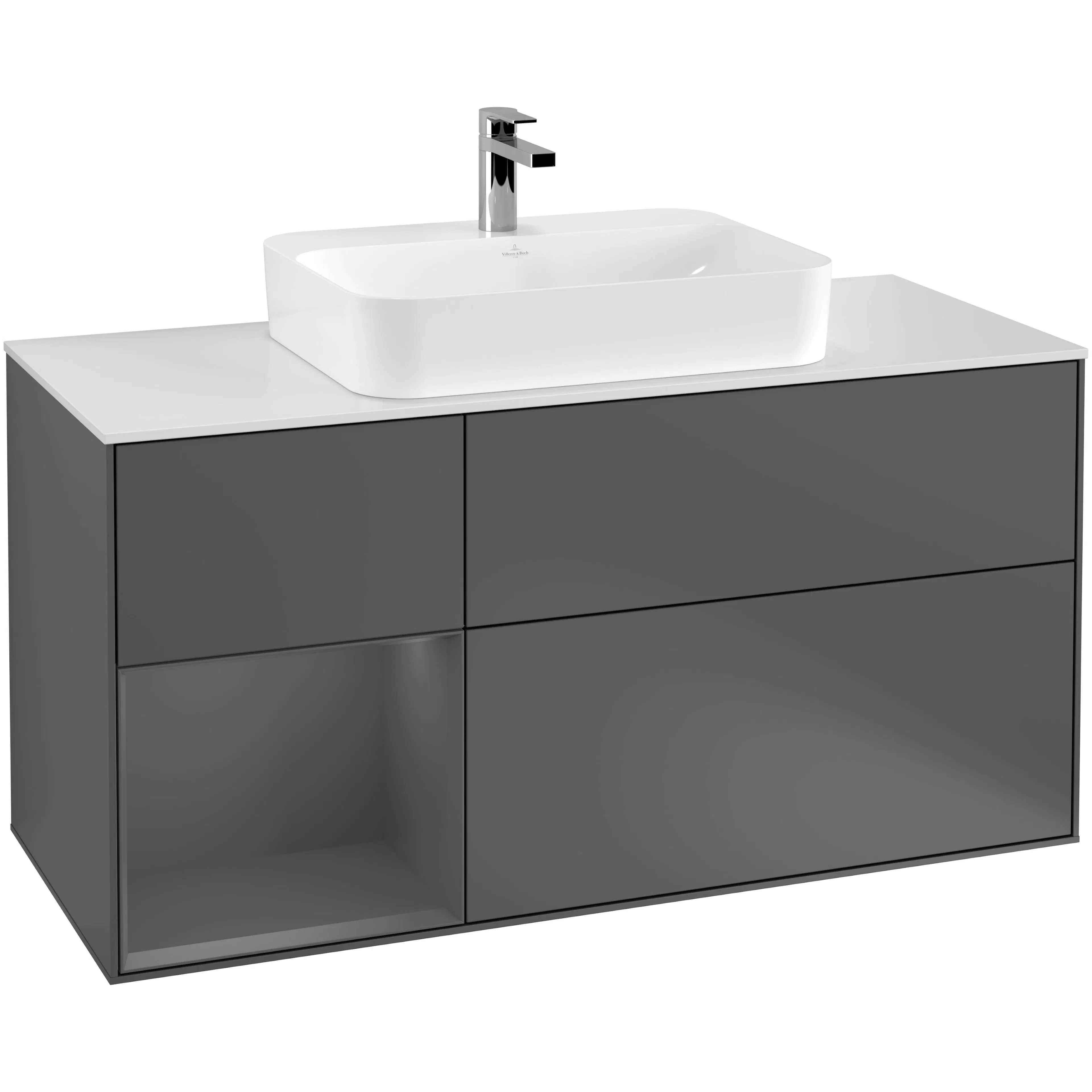 Tvättställsskåp Villeroy & Boch Finion med 3 Lådor Hylla och Bänkskiva för Ytmonterat Tvättställ