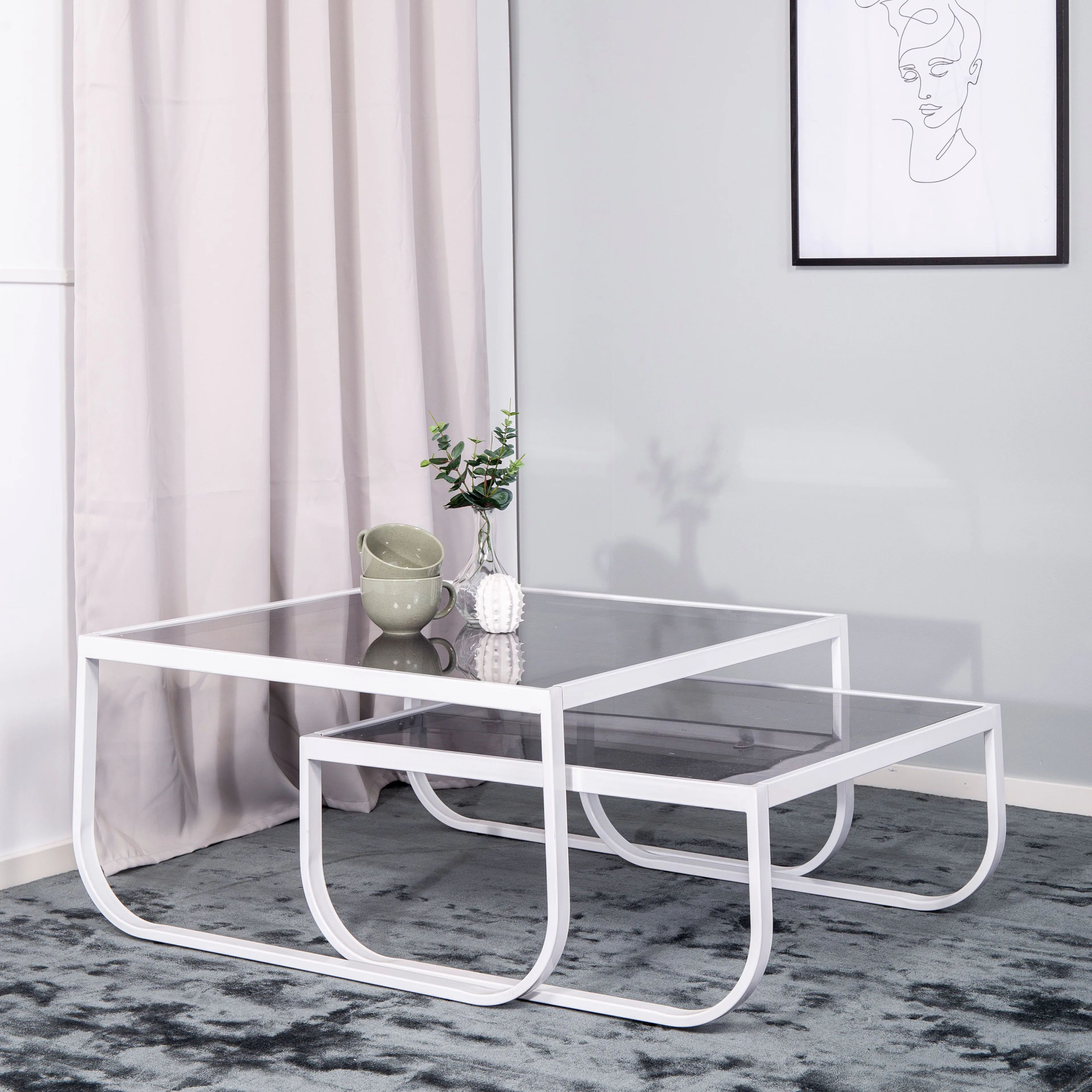Roy  -  Soffbord  -  Metall och glas Vit