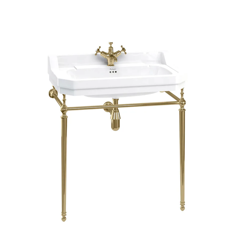 Burlington handfat Edwardian 80 cm med handfatsställ - 2 Handfatsställ: Guld, Hål för Blandare: Två