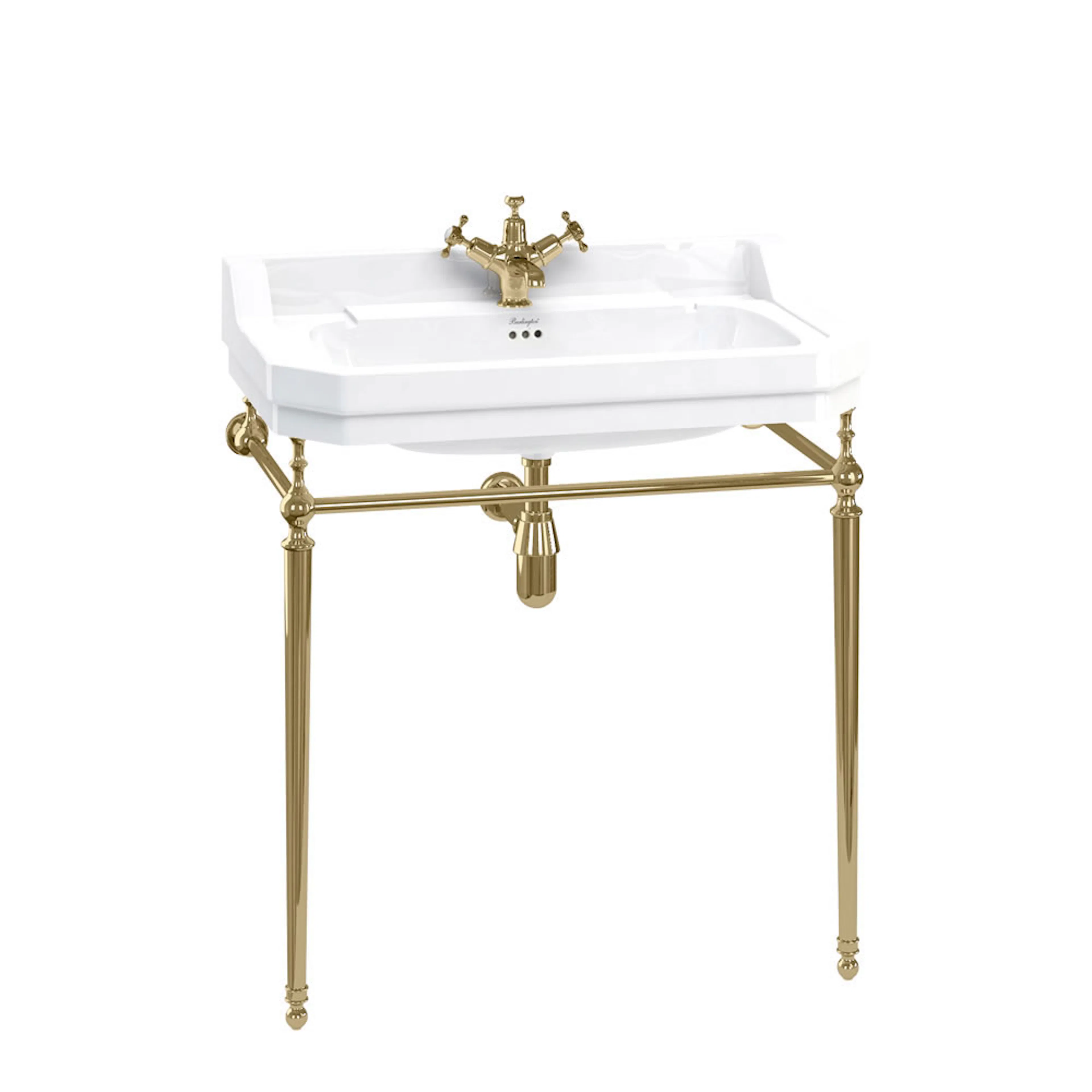 Burlington handfat Edwardian 80 cm med handfatsställ - 2 Handfatsställ: Guld, Hål för Blandare: Två