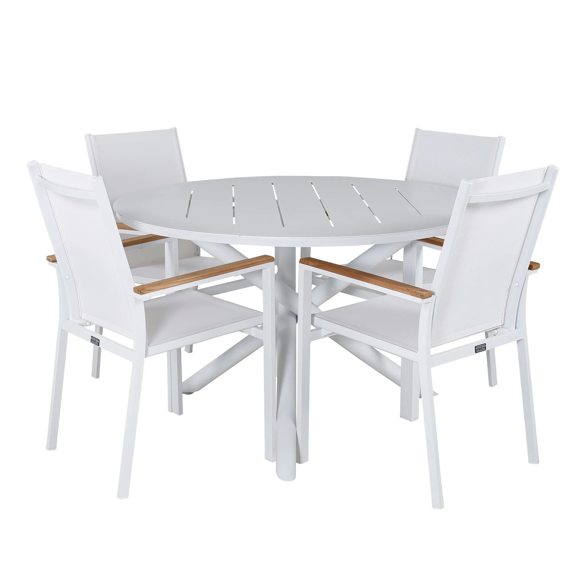 Alma Dining Table - White Alu - ø120cm+Texas Chair - White/T Vit