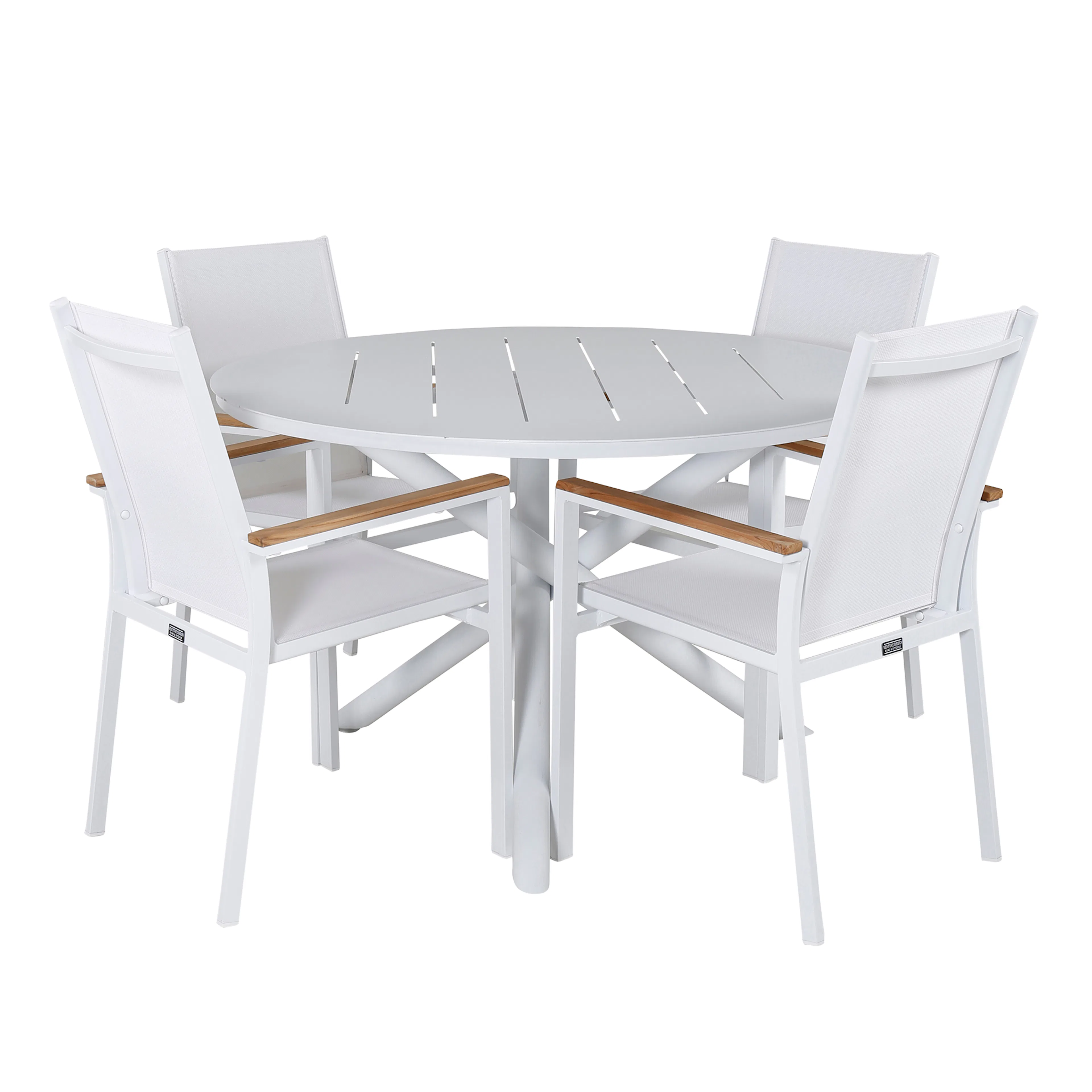 Alma Dining Table - White Alu - ø120cm+Texas Chair - White/T Vit
