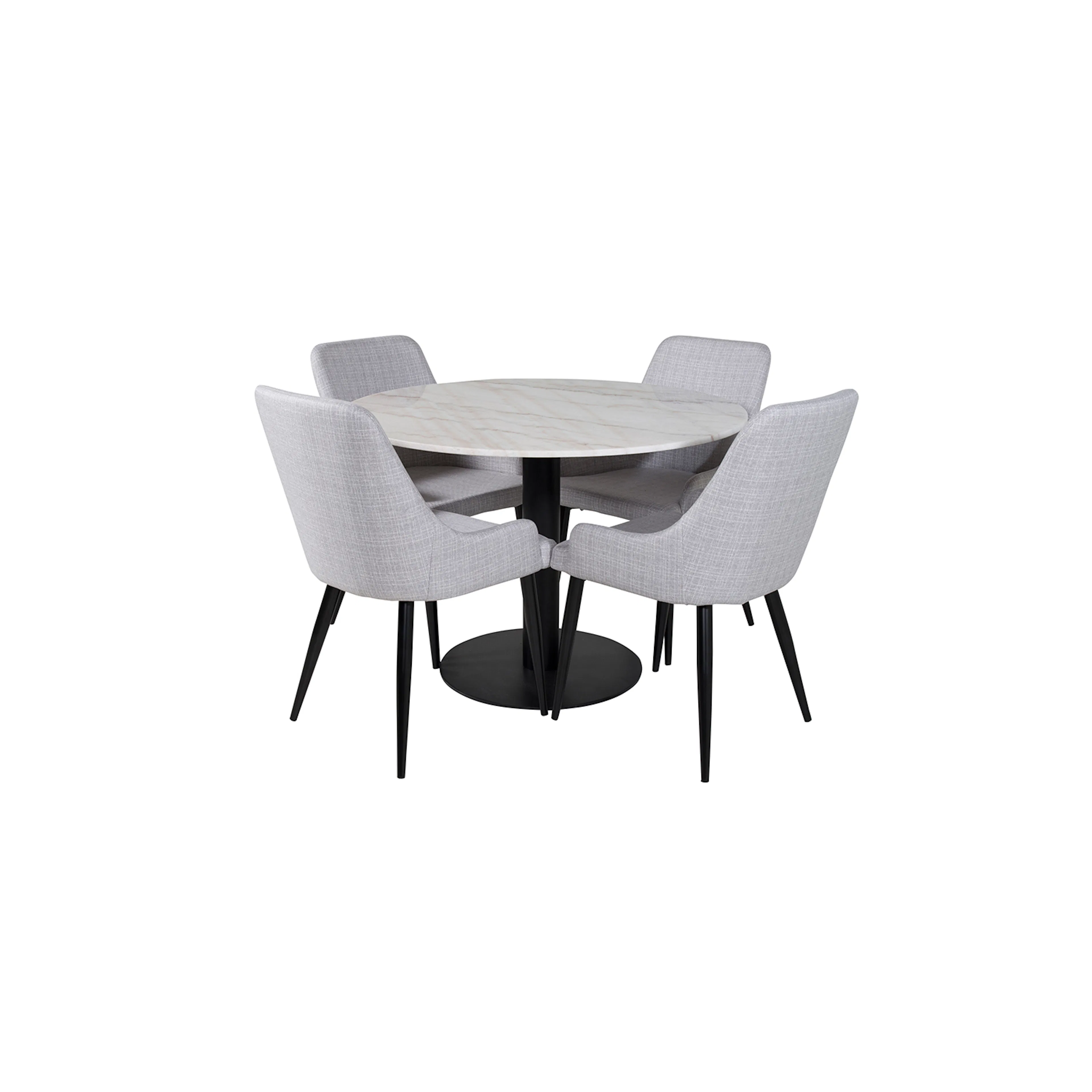 Estelle Round Dining Table ø106+ Plaza Dining chair Vit/Svart/Ljusgrå