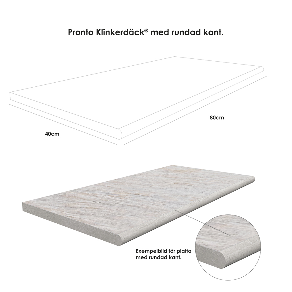 Poolkant/trappsteg Pronto Klinkerdäck Meteo Sand 40x80 cm