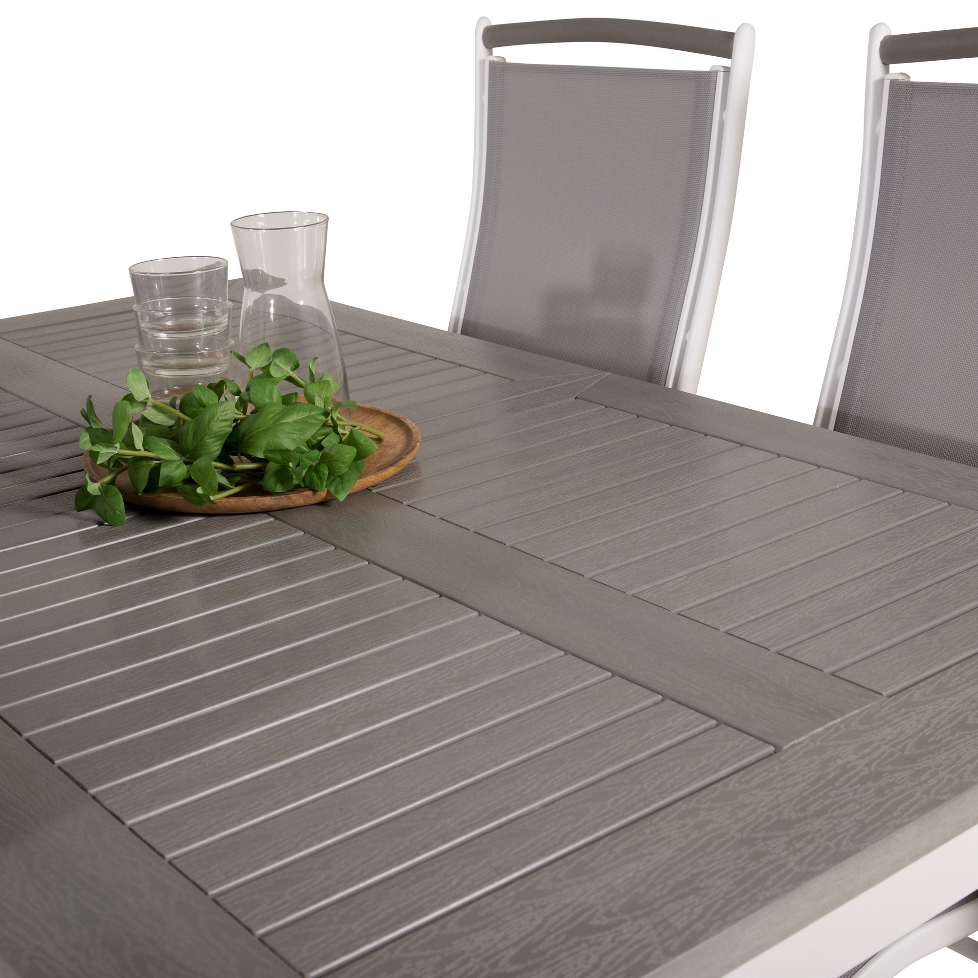 Albany Dining Table 152/210*90 - White Alu / Grey Aintwood+A Grå