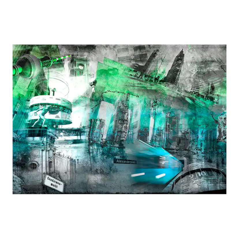 Fototapet Arkiio Berlin Kollage Grön