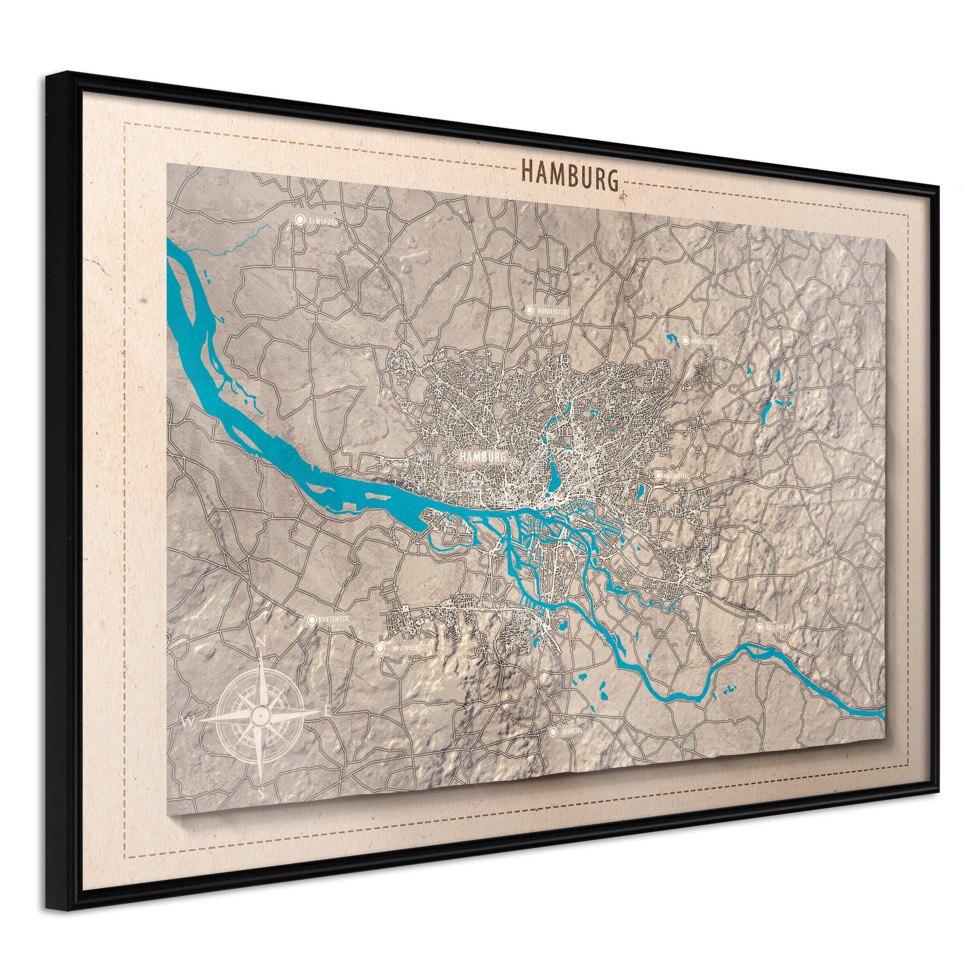 Poster Artgeist Affisch Isometric Map Hamburg