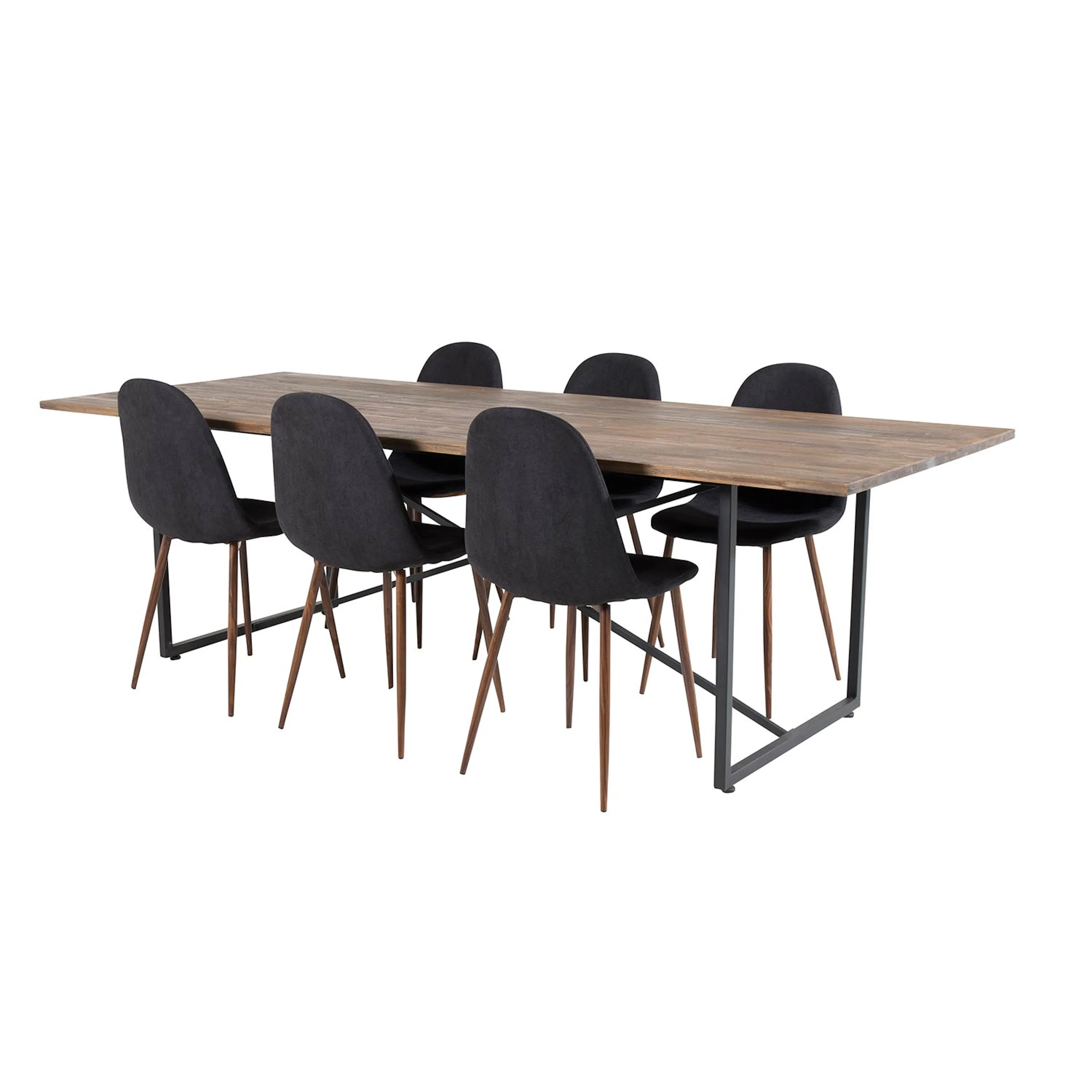 Padang Table - Dark Teak / Black+Polar Chair -Black Fabric_6 Teak/Svart/Valnöt