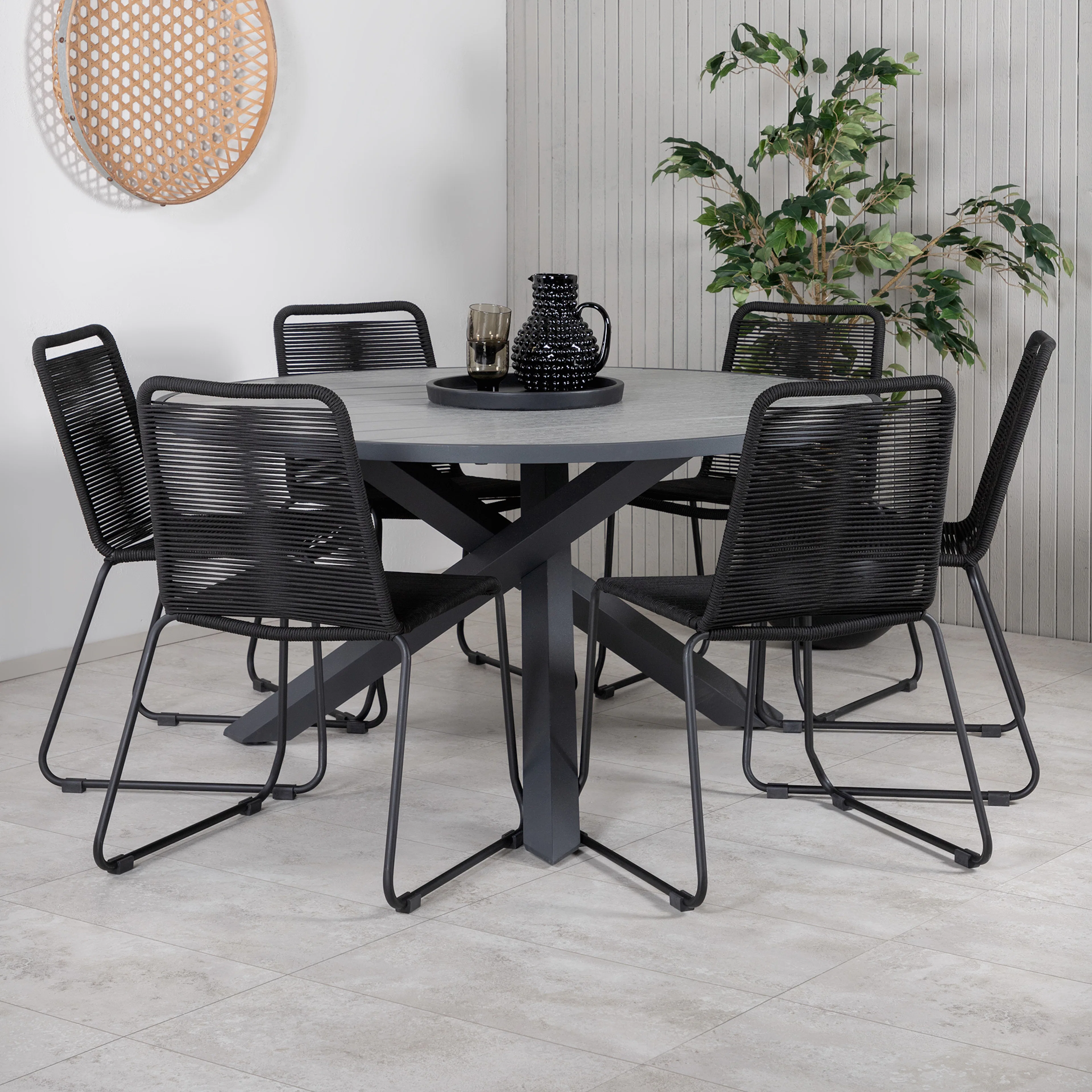 Matgrupp Venture Home Pincy med 6 Leon Stapelbara Matstolar