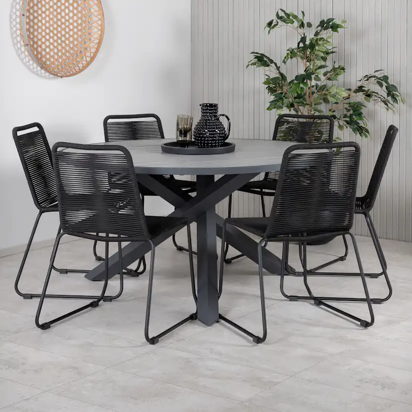 Matgrupp Venture Home Pincy med 6 Leon Stapelbara Matstolar