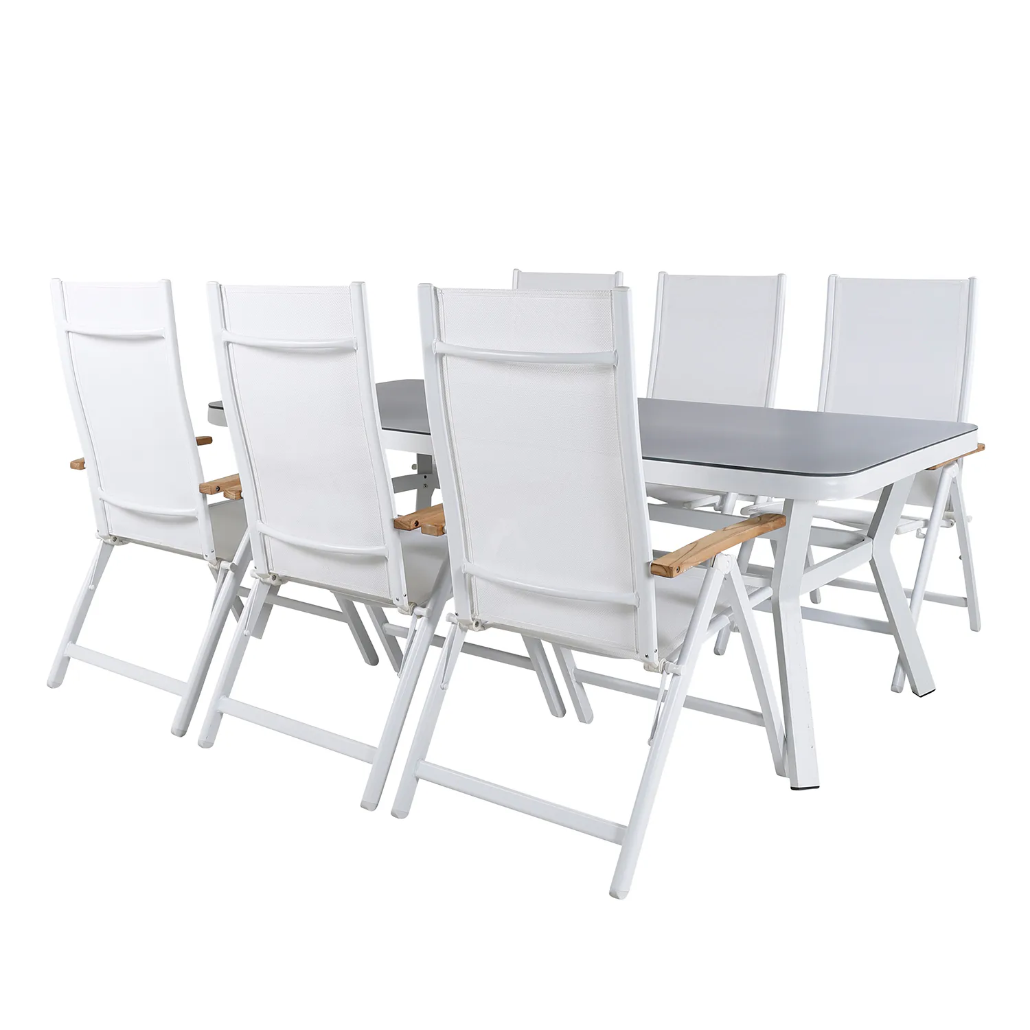 Matgrupp Venture Home Virya 160x90 cm med 6 Panama Positionsfåtöljer