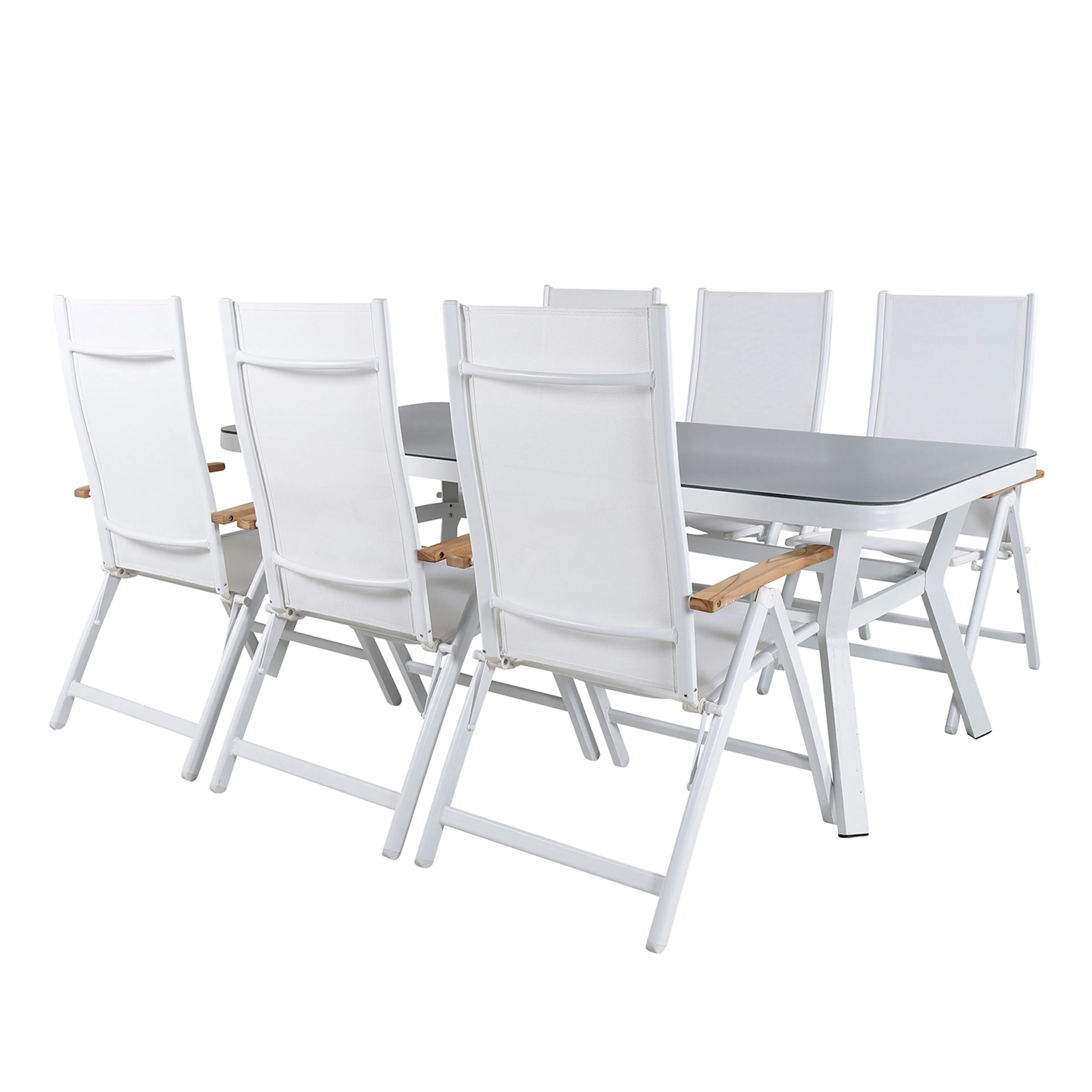 Matgrupp Venture Home Virya 160x90 cm med 6 Panama Positionsfåtöljer