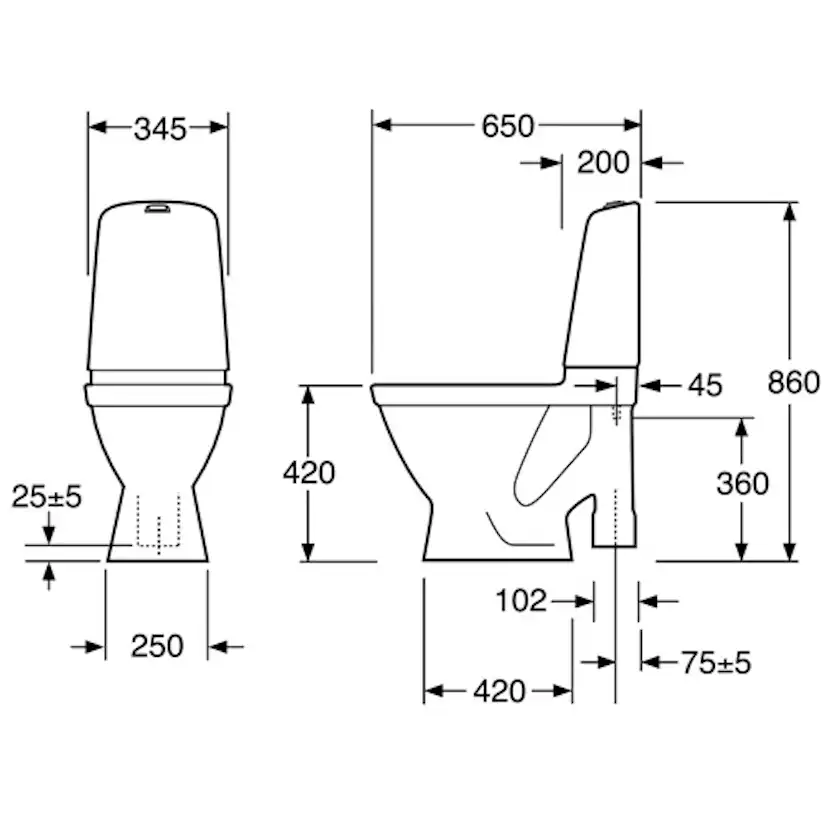 Toalettstol Gustavsberg Nautic 1591 Hygienic Flush Stor Fot