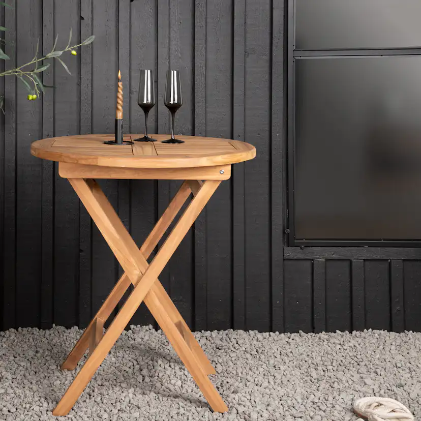 Cafébord Venture Home Kenya Teak Ø70 cm, Robust Träbord för Uteplatsen