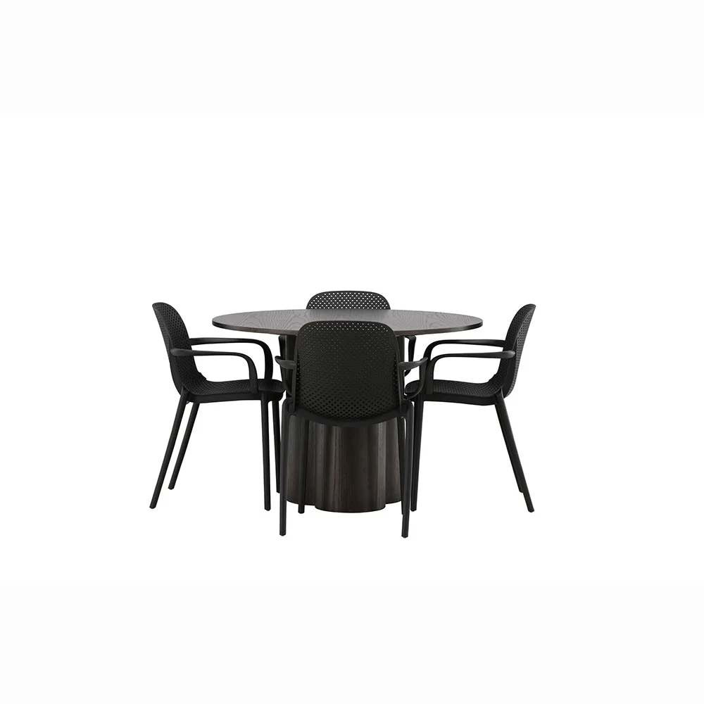 Olivia Dining Table - Mocca / Mocca Veneer +Baltimore Dining Svart/Ek