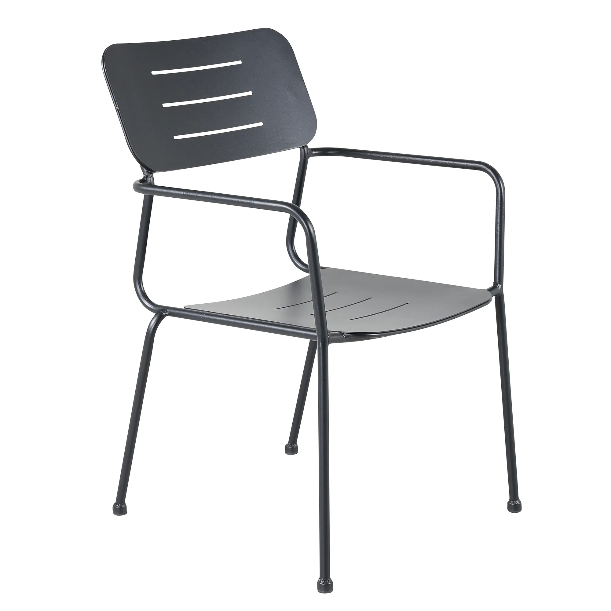 Nicke Dining chair w. armrest - Black Steel Svart